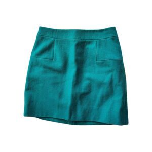 J.CREW Skirt Womens Size 4 Green Mini Wool Pencil Business Coprcore Acadamia